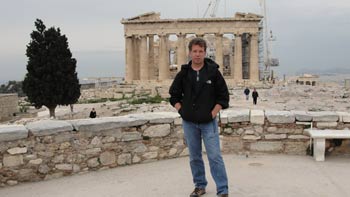 Ken curtis standing in front of the parthenon