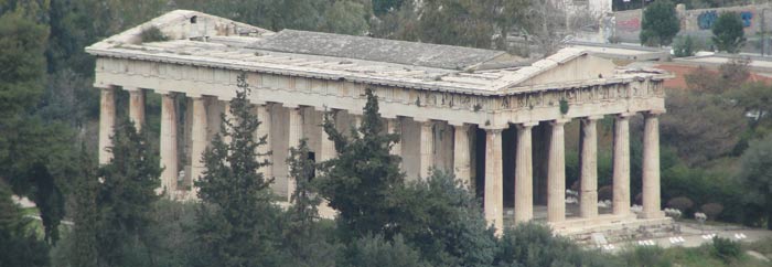 Ancient temple from above, part of the Ancient Agora.