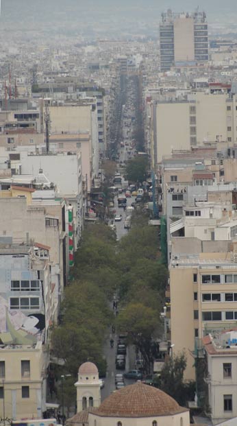 Long street in Athens Greece